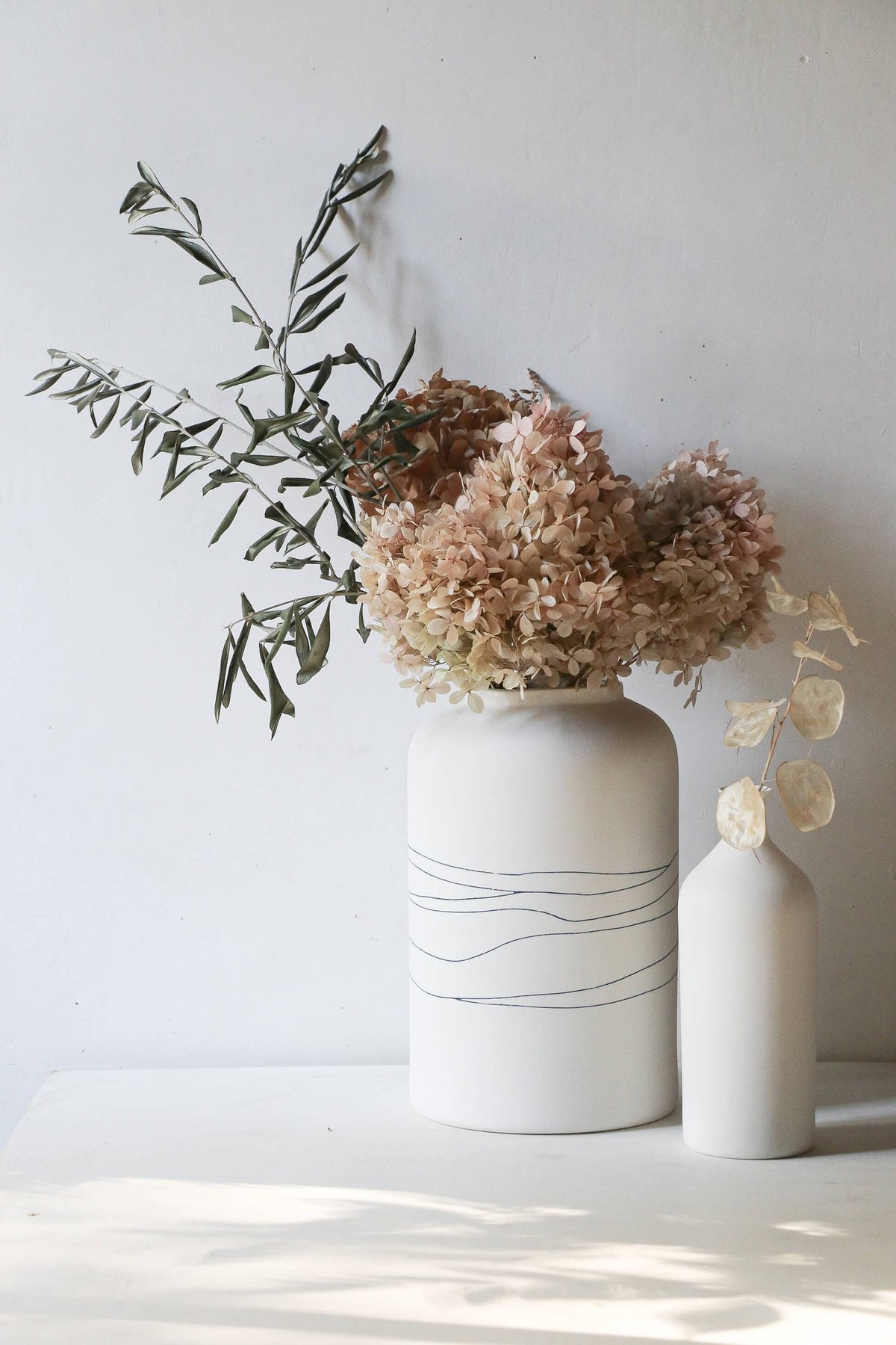 Grand vase en porcelaine Simple Mishima bleu